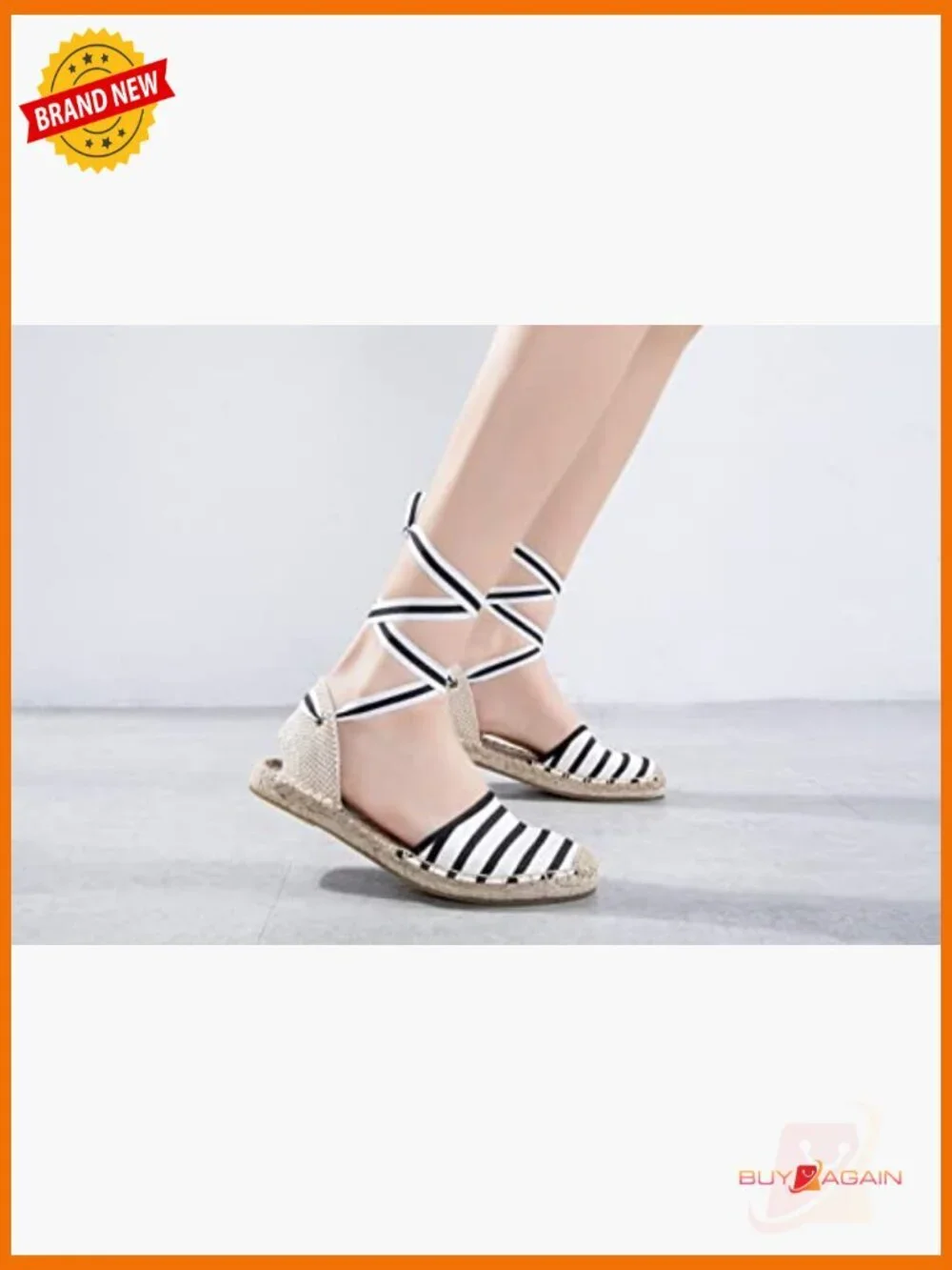 Espadrille Flat Sandals with Ankle Wrap Lace Up